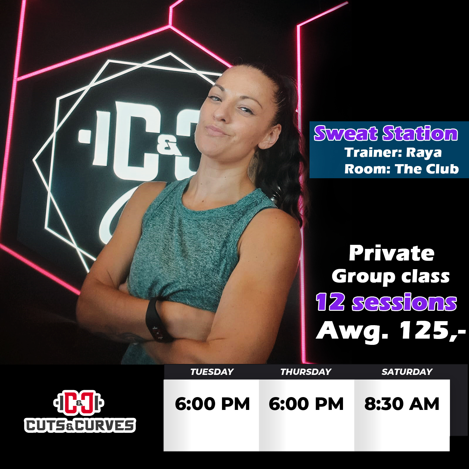 Sweat Station group class with trainer Raya